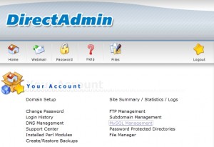 MySQL Management in DirectAdmin